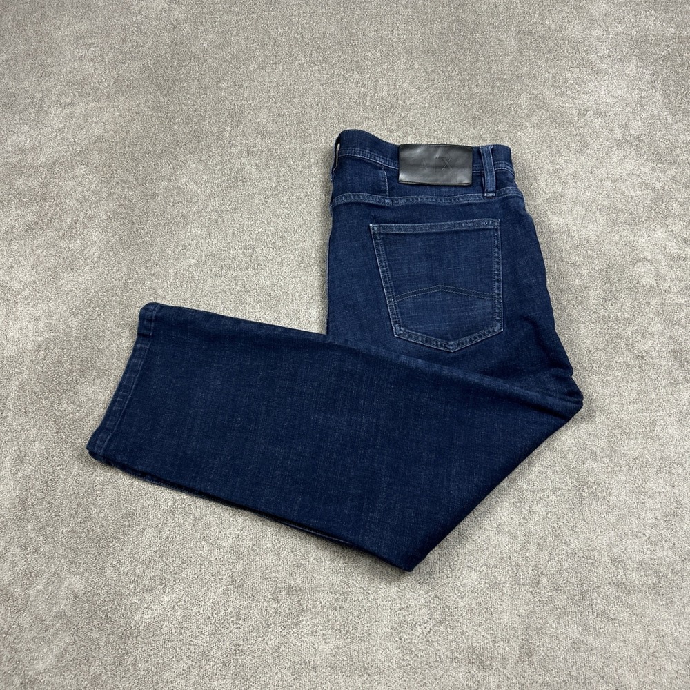 Armani Exchange A|X Jeans Mens 36x26 Relaxed Straight Dark Wash Stretch Denim
